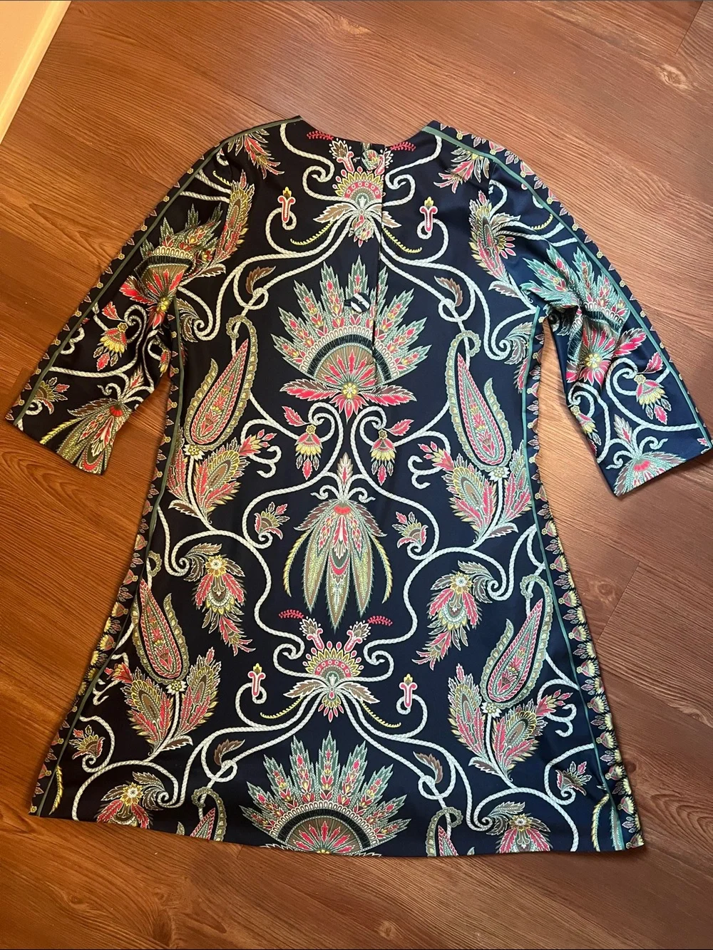 Gretchen Scott Designs Navy Paisley-Print Long Sleeve A-Line Dress - Picture 7 of 9
